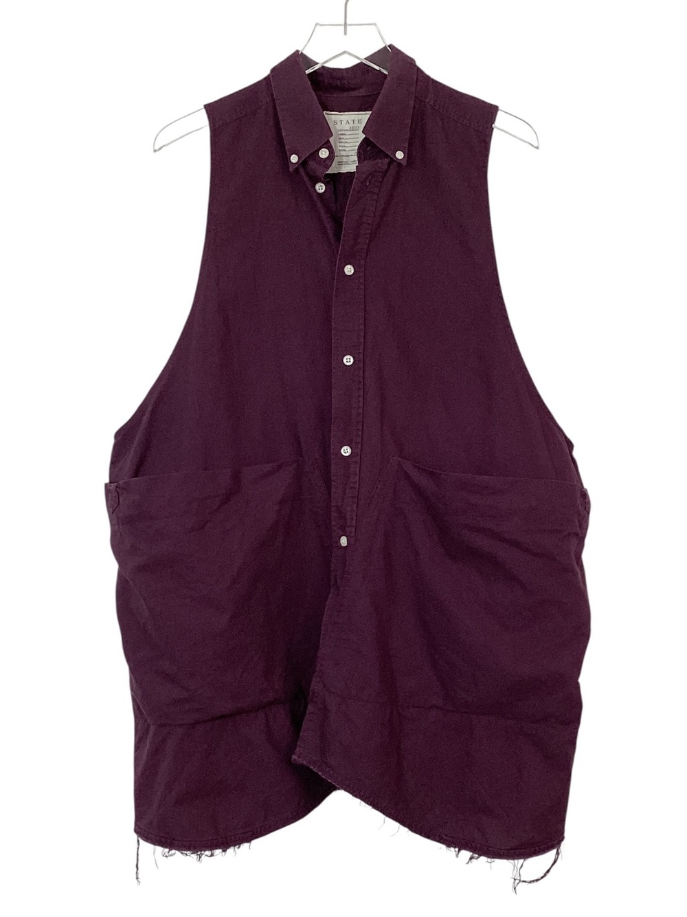 STATE THE LABEL Smock Dress OS Purple Cotton Oversized Button Front Tunic